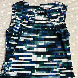 Calvin Klein women’s suiting - Pleated Front Crew Neck Sleeveless Top